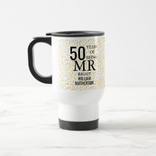 Mr Right Fun Golden 50th Anniversary Travel Mug