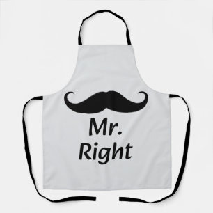 Mr. Right Moustache Fun Matching Couple Apron