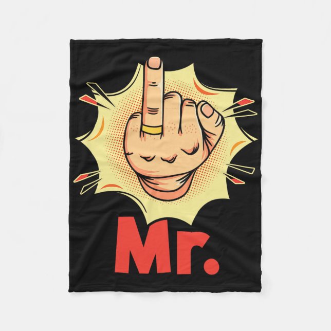 Mr. - Ring Finger Honeymoon Marriage Wedding Groom Fleece Blanket (Front)
