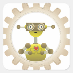 Mr. Robot with Steampunk Gear Heart Sticker