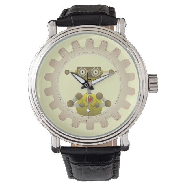 Mr. Robot with Steampunk Gear Heart Watch (Front)