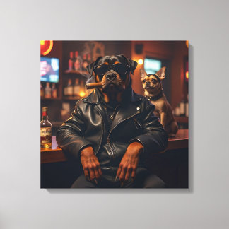 Mr. Rottie Cool with Cigar Canvas Print