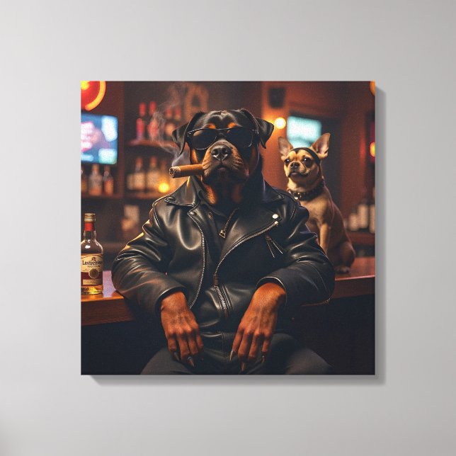 Mr. Rottie Cool with Cigar Canvas Print (Front)