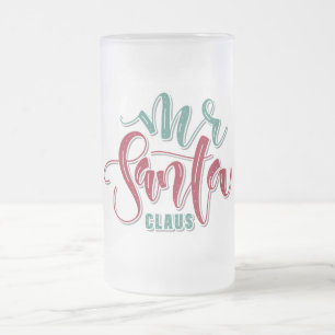 Mr. Santa Claus Frosted Glass Beer Mug