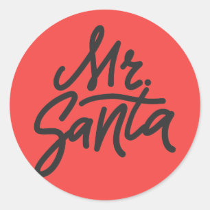MR. SANTA Men's Christmas Holiday Modern Favour Classic Round Sticker