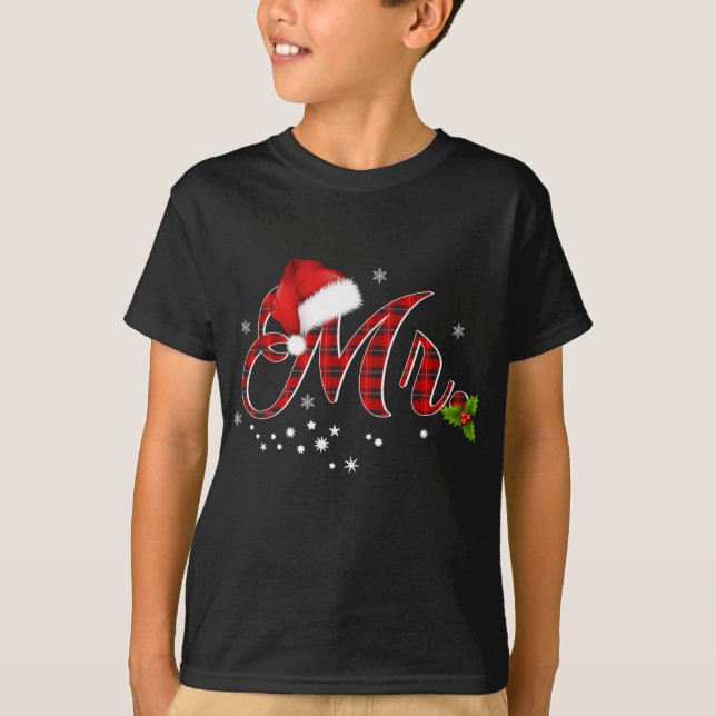 Mr Shirt Red Plaid Santa Hat Matching Couples Paja (Front)