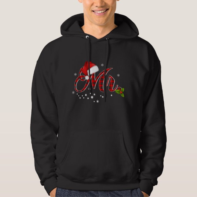 Mr Shirt Red Plaid Santa Hat Matching Couples Paja (Front)