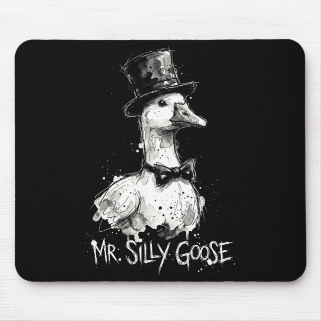 Mr Silly Goose Funny Top Hat Bowtie Wedding Mouse Mat (Front)