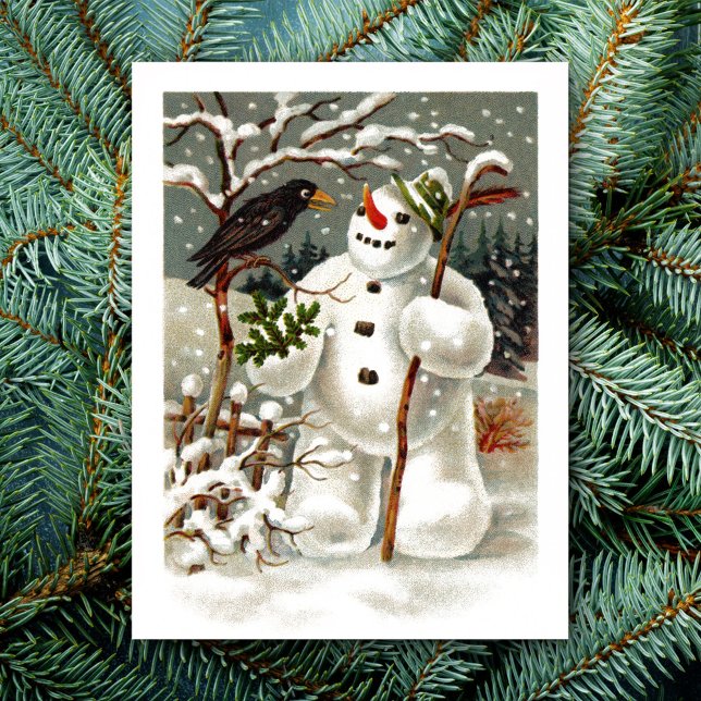 Mr. Snowman and Mr. Crow Postcard (Creator Uploaded)