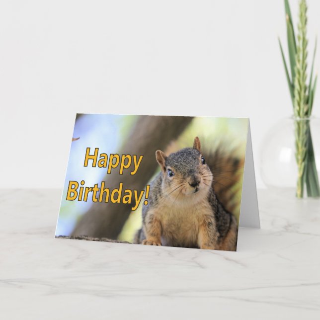 Mr.Squirrel wishing a Happy Birthday Card (Front)
