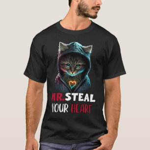 Mr Steal Your Heart Cat Valentine's Day V Day Boys T-Shirt