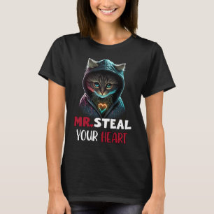 Mr Steal Your Heart Cat Valentine's Day V Day Boys T-Shirt