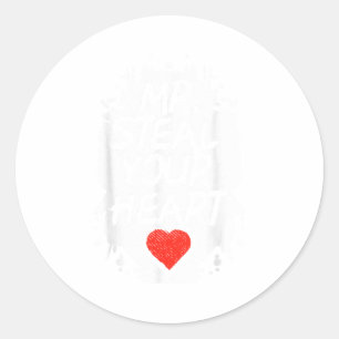 Mr Steal Your Heart Cute Happy Valentines Day Boys Classic Round Sticker