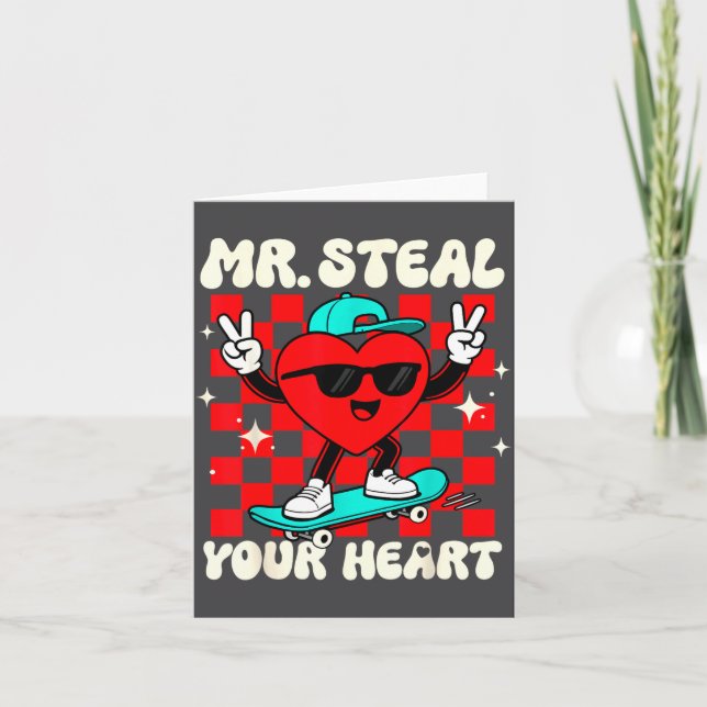 Mr Steal Your Heart For Boys Toddlers Valentine's  Card (Front)