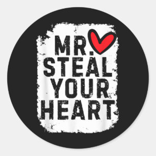 Mr Steal Your Heart For Boys Toddlers Valentines Classic Round Sticker