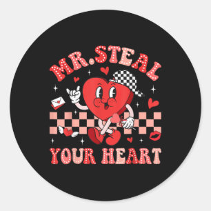 Mr Steal Your Heart For Boys Toddlers Valentines Classic Round Sticker
