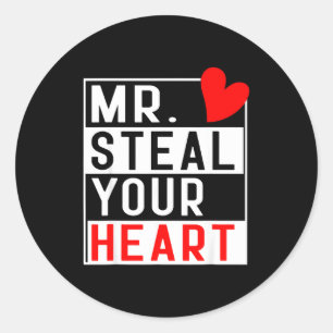 Mr Steal Your Heart For Boys Toddlers Valentine's Classic Round Sticker