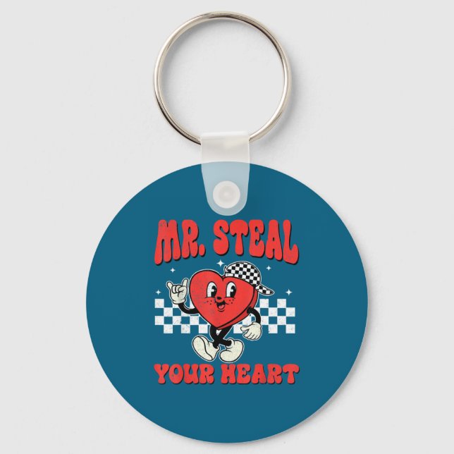 Mr Steal Your Heart For Boys Toddlers Valentine's  Key Ring (Front)