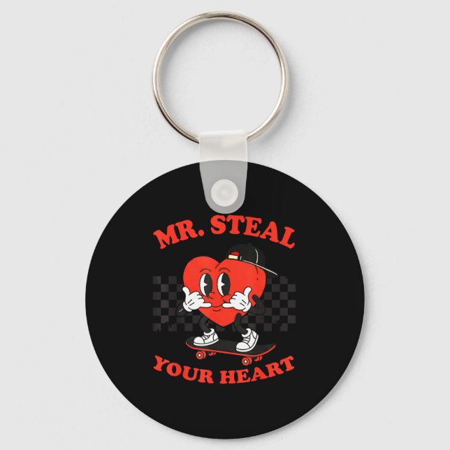 Mr Steal Your Heart For Boys Toddlers Valentine's  Key Ring (Front)
