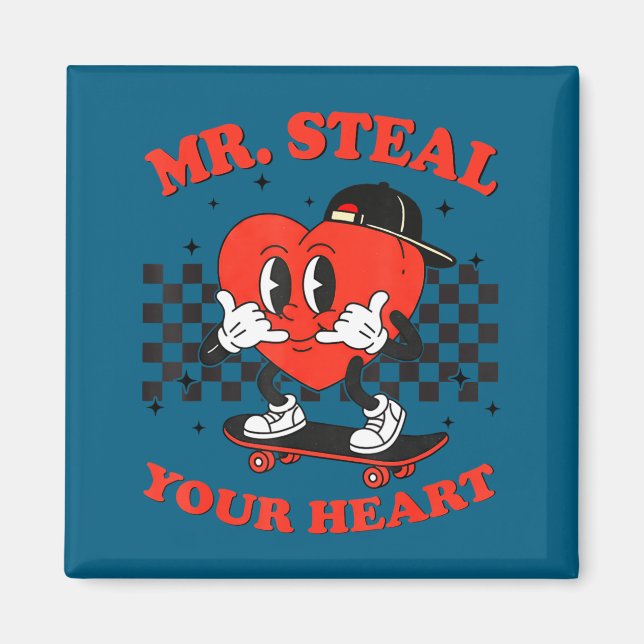 Mr Steal Your Heart For Boys Toddlers Valentine's  Magnet (Front)