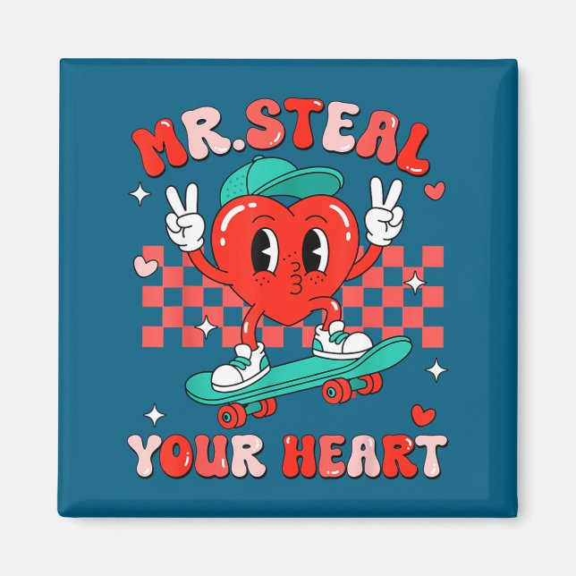Mr Steal Your Heart For Boys Toddlers Valentine's  Magnet (Front)