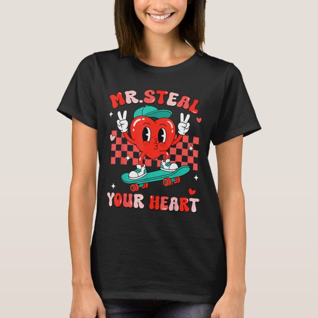 Mr Steal Your Heart For Boys Toddlers Valentine's  T-Shirt (Front)