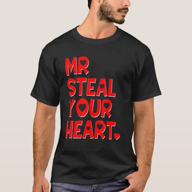 Mr Steal Your Heart Funny Valentine's Day Boys Men T-Shirt (Front)
