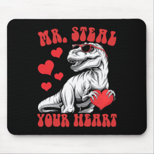 Mr Steal Your Heart Heart T-rex Dinosaur Valentine Mouse Mat