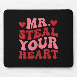 Mr Steal Your Heart Retro Valentines Day Mouse Mat