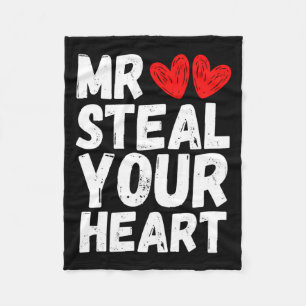 Mr Steal Your Heart Valentines Day Boys Kids  Fleece Blanket