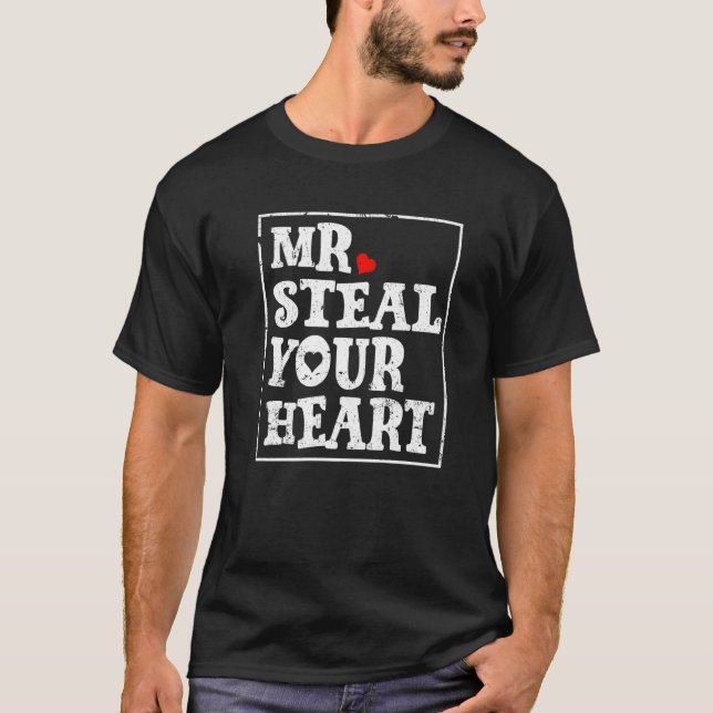 Mr Steal Your Heart Valentines Day Funny V-Day Boy T-Shirt (Front)
