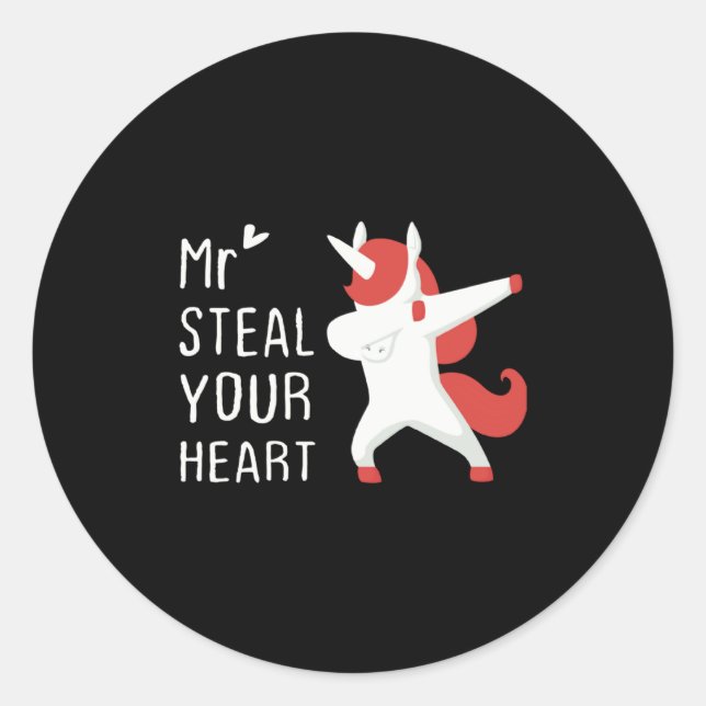 Mr Steal Your Heart Valentines Day V Day Boys Unic Classic Round Sticker (Front)