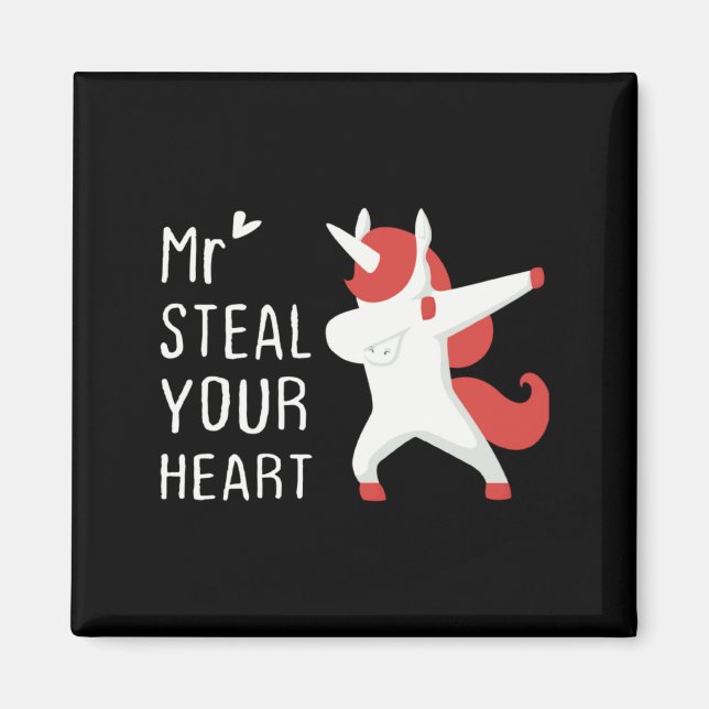 Mr Steal Your Heart Valentines Day V Day Boys Unic Magnet (Front)