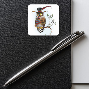Mr. Steam Owl Square Sticker
