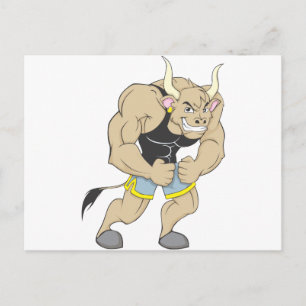 Mr Strong Shirt   Cute Muscular Mr Strong Ox Shirt Postcard