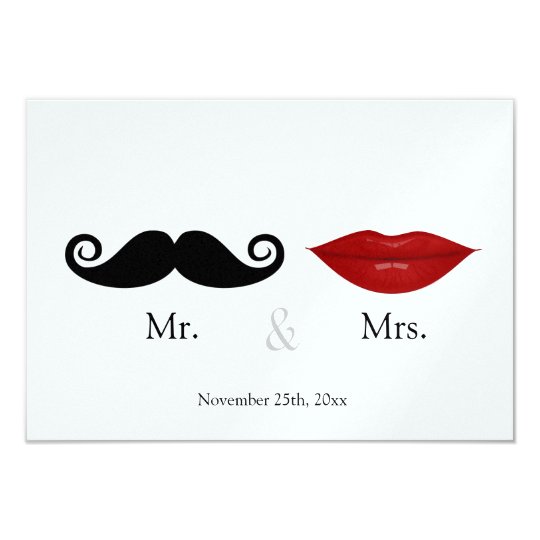 Mr. & the Mrs (Lips and the Stache) Wedding RSVP Card