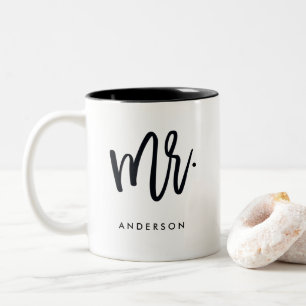 Mr. Trendy Script Personalised Two-Tone Coffee Mug