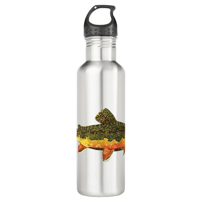 Mr. Trout Whiskers' Brookie, salvelinus fontinalis 710 Ml Water Bottle (Front)