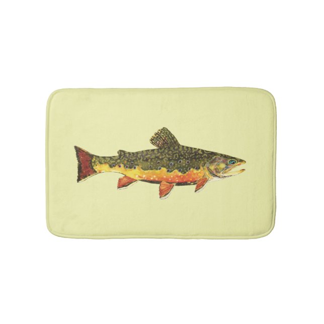 Mr. Trout Whiskers' Brookie, salvelinus fontinalis Bath Mat (Front)