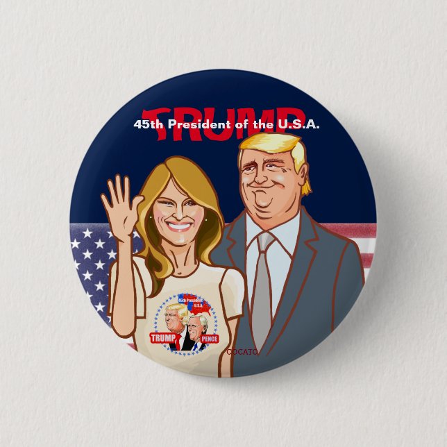 Mr. Trump & Mrs.Melania.pence.President of theU.S. 6 Cm Round Badge (Front)