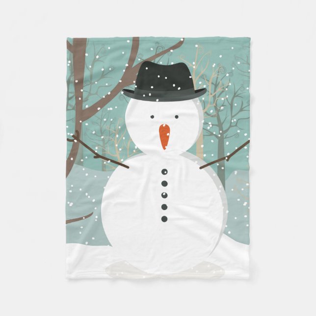 Mr. Winter Snowman Fleece Blanket (Front)
