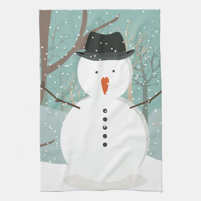 Mr. Winter Snowman Tea Towel (Vertical)