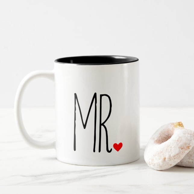 MR. with heart Two-Tone Coffee Mug (With Donut)