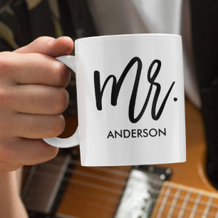 Mr. with Name Modern Script Personalised Coffee Mug