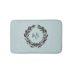Mr Wreath Turquoise Bath Mat