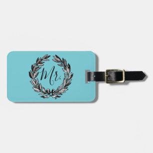 Mr Wreath Turquoise Luggage Tag