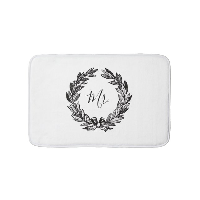 Mr Wreath White Bath Mat (Front)