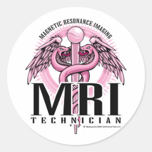 MRI Pink Caduceus Classic Round Sticker