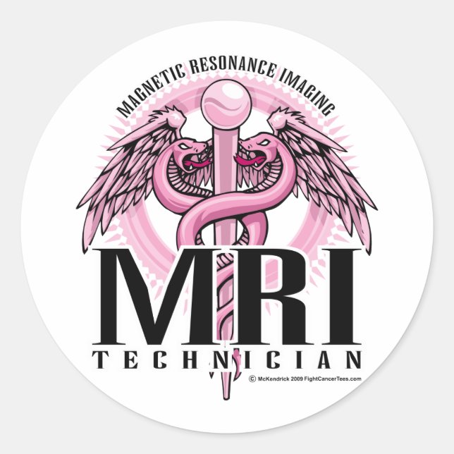 MRI Pink Caduceus Classic Round Sticker (Front)