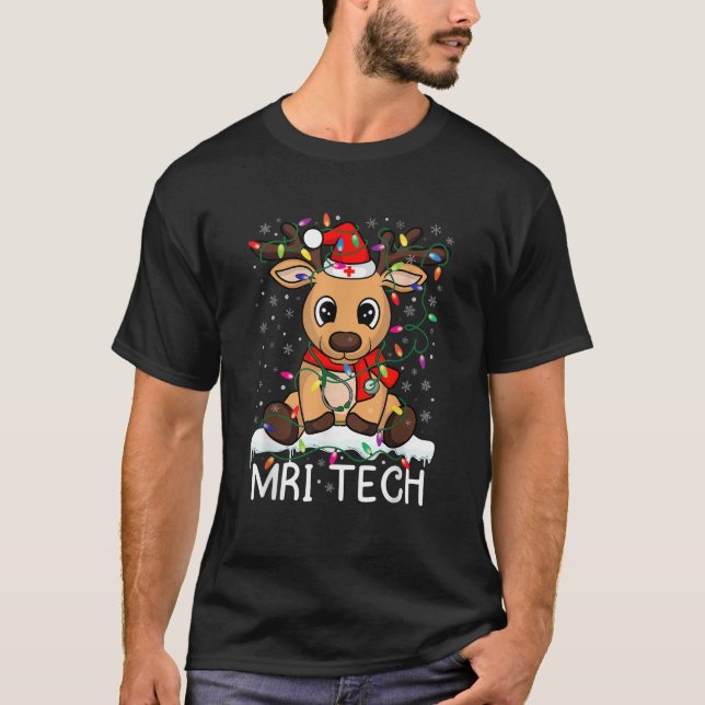 MRI Tech Christmas Reindeer Santa Claus Merry Xmas T-Shirt (Front)
